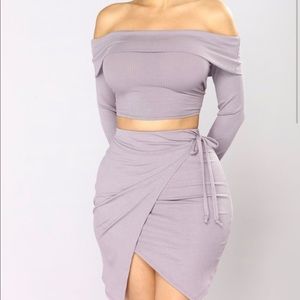 PURPLE SET SKIRT/STRAPLESS TOP